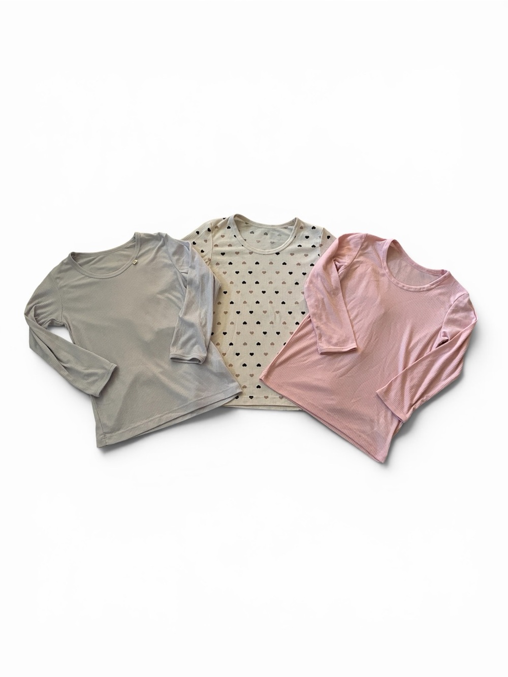 Girls Layering Under Shirt Lot Small 6/7 Sheer Lightweight Pink Hearts Japan 130